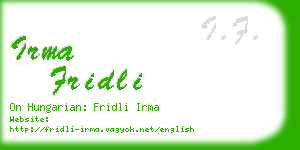 irma fridli business card